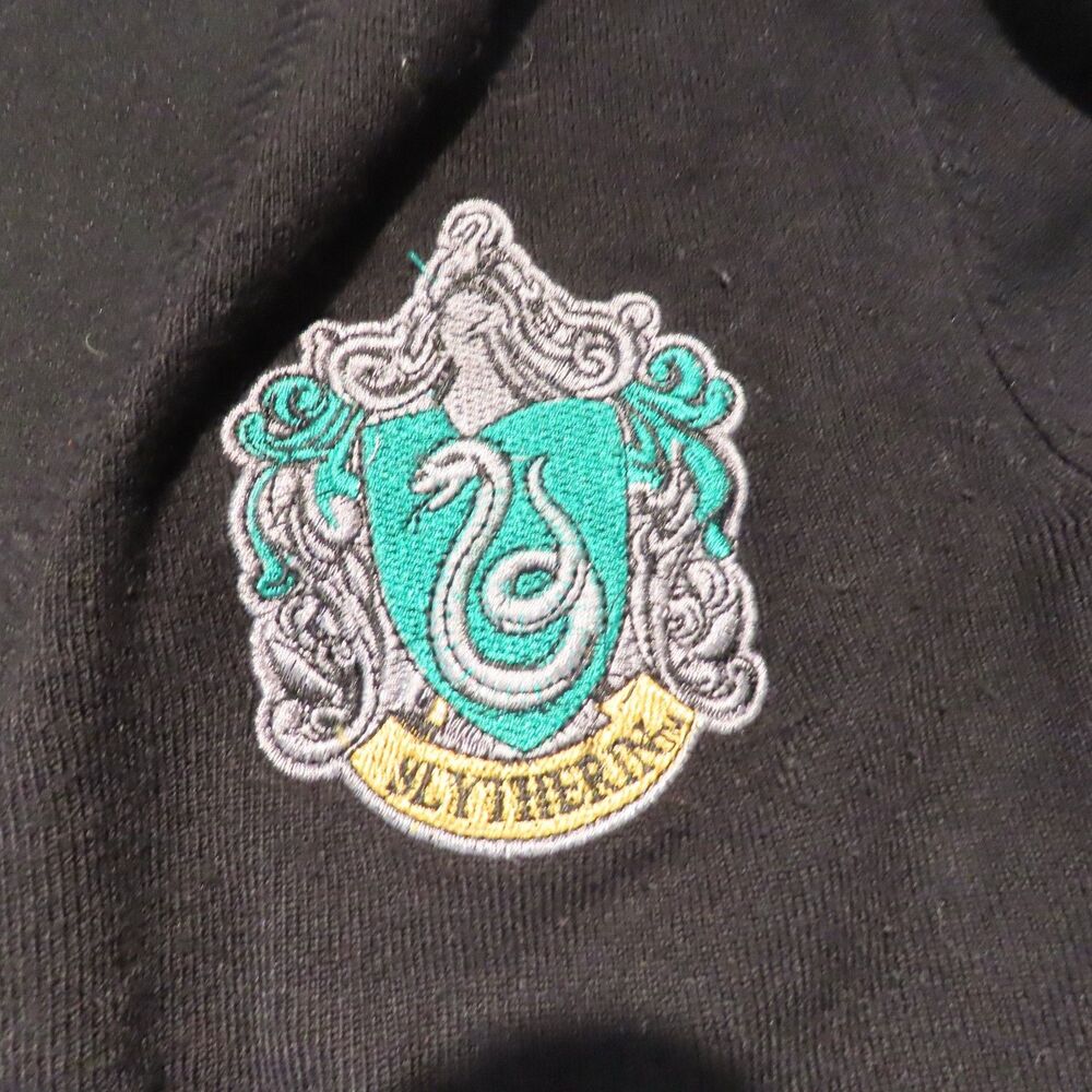 Harry Potter Slytherin Cardigan Sweater Medium Black Patch Cosplay Knit